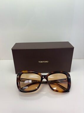 Tom Ford Tortoiseshell Oversized Women’s Sunglasses with Brown Lenses
